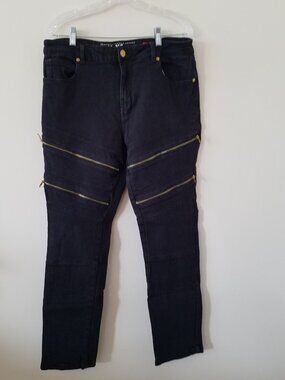 GS-115 Premium Moto Black Jeans Size 34
